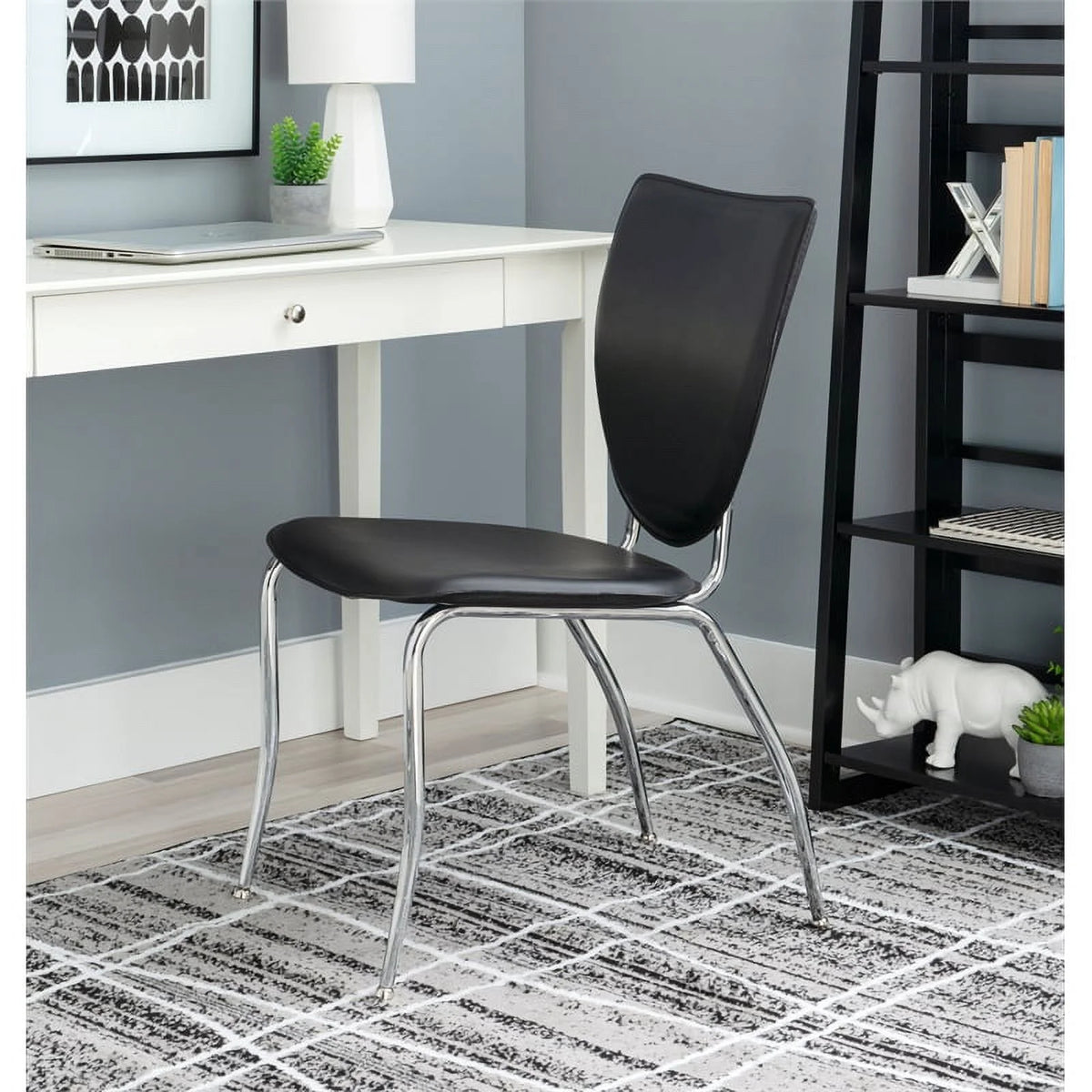 Black Metal Stacking Side Chairs Set of Two N344309