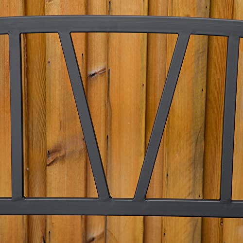 Black Metal Garden Bench with Slatted Seat W30100