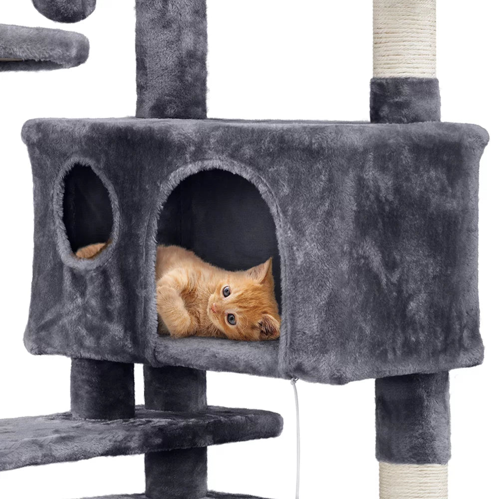 Dark Gray Cat Tree Condo with Scratching Post Tower V144128