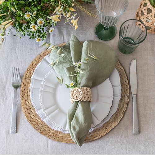Set of 24 Round Woven Placemats 12 Inches Natural Hand-Woven Wicker Table Mats W428