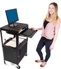 Black Height Adjustable AV Cart with Locking Cabinet I86542