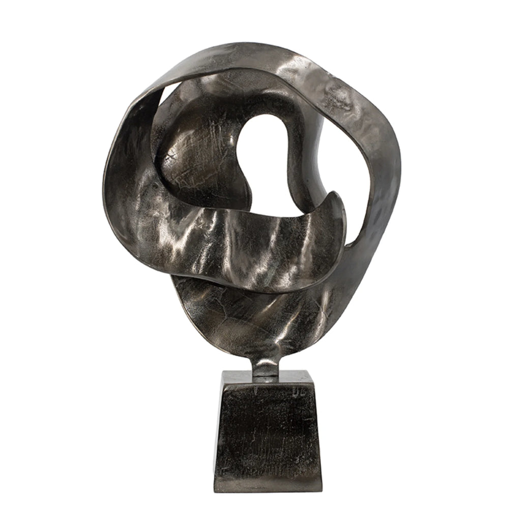 Black Abstract Sculpture on Pedestal Base S829999