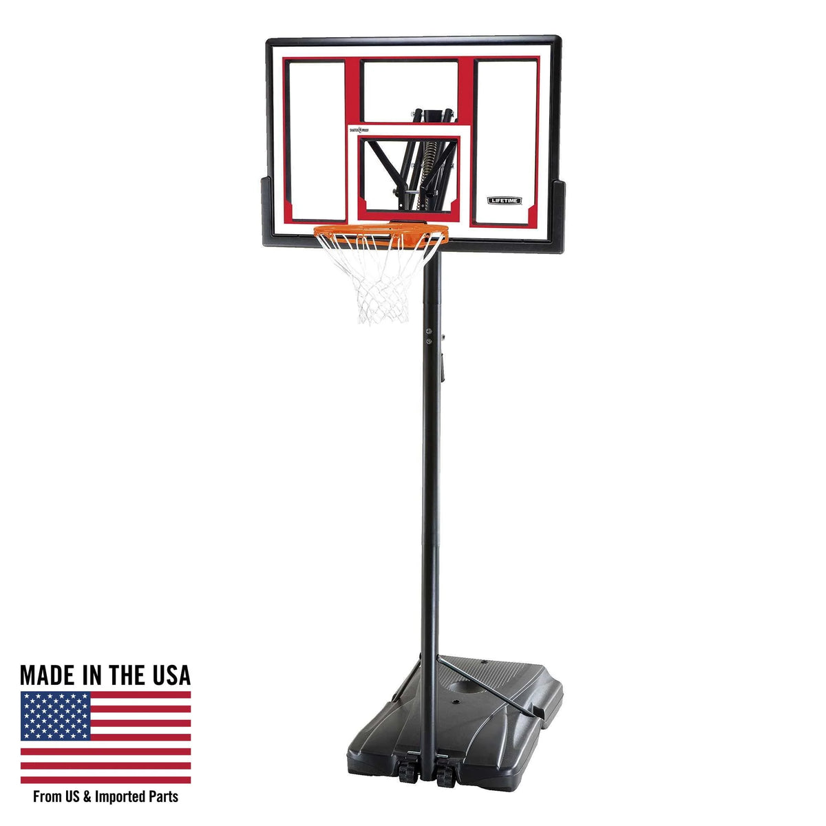 Adjustable Portable Basketball Hoop 48 inch Polycarbonate A590