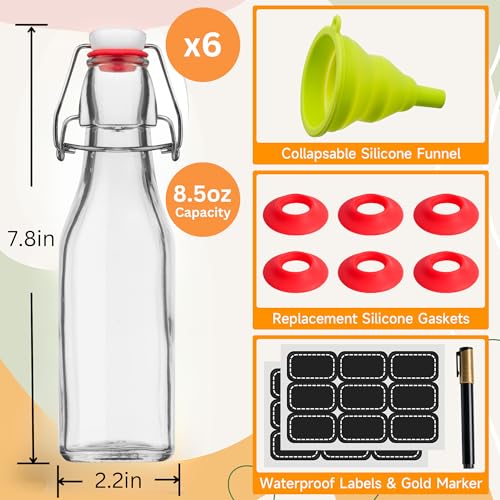 Set of 6 8.5oz Swing Top Glass Bottles J8844