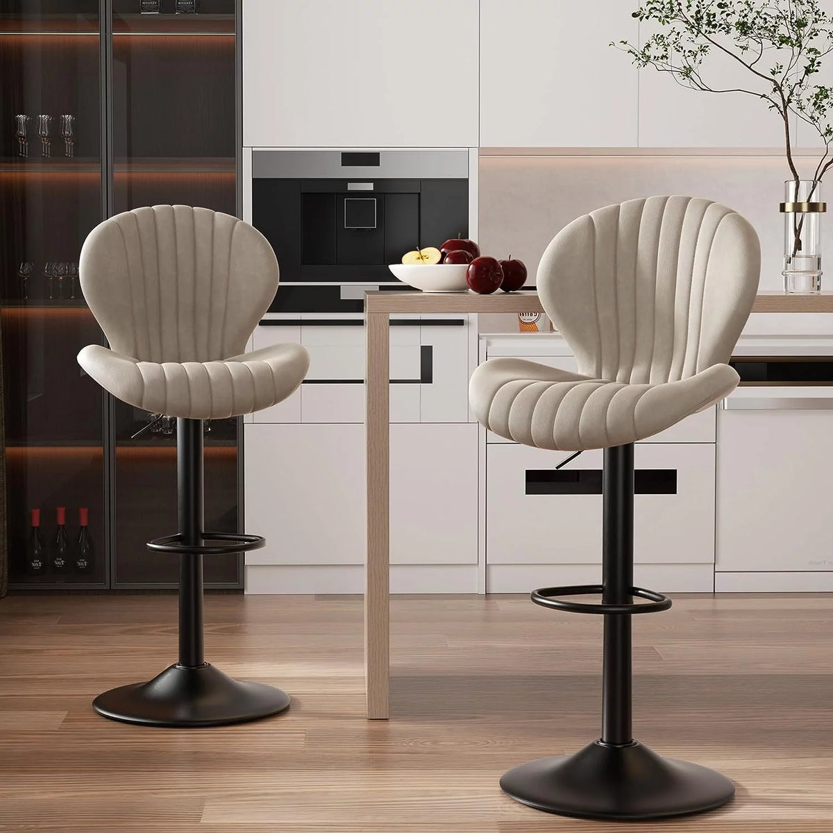 Swivel Bar Stools with High Backrest Set of 2 S533