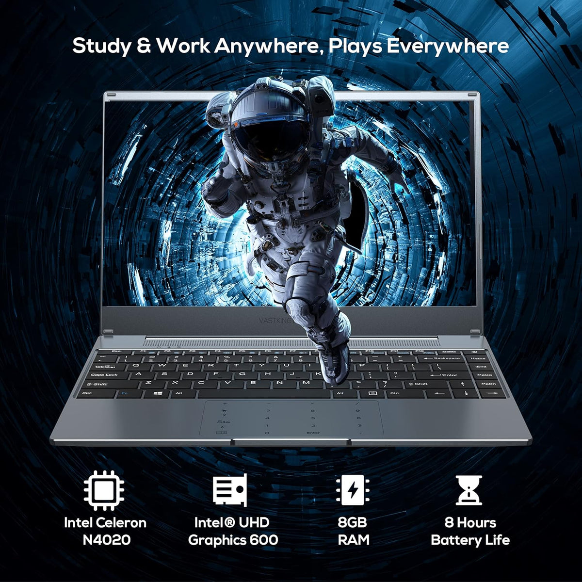 14” Windows 10 Laptop Computer, 8GB RAM 256GB SSD, Silver Gray Z885370
