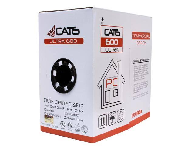 Cat6 Unshielded Riser CMR UTP Solid 24 AWG Gray Ethernet Cable I892