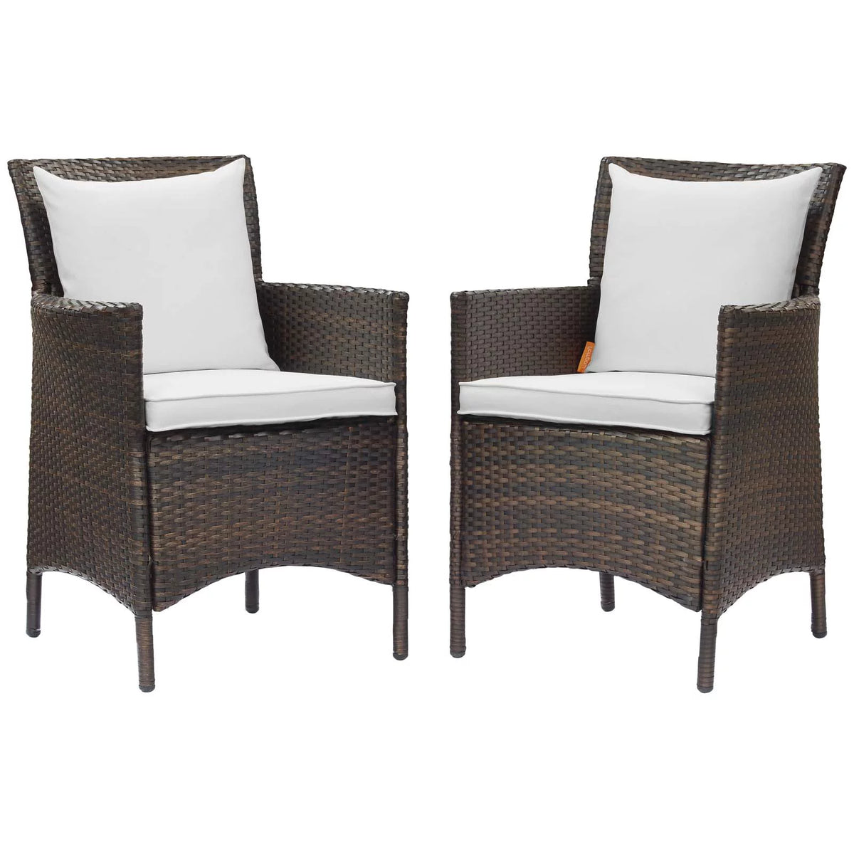 Brown White Rattan Wicker Dining Chair Set of 2 O8219