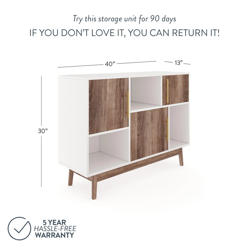 White Cube Storage with Display Shelves and Cabinet Doors E197152
