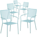 Sky Blue Indoor-Outdoor Steel Patio Arm Chair U7961