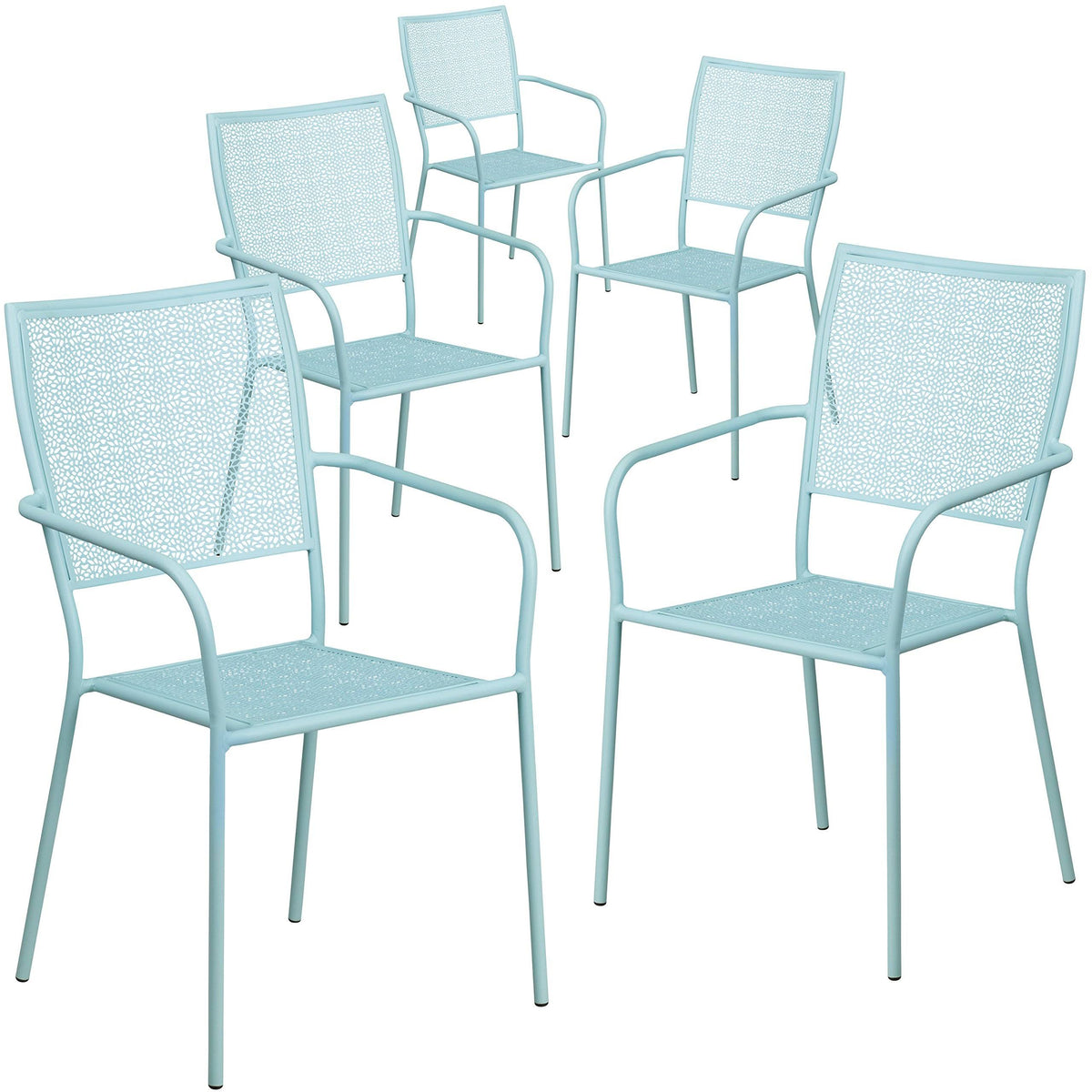 Sky Blue Indoor-Outdoor Steel Patio Arm Chair U7961