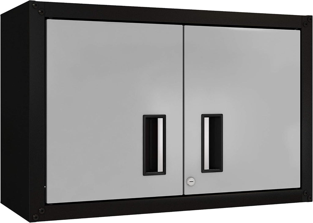 Small Wall Steel Cabinet 2 Doors Black D1275
