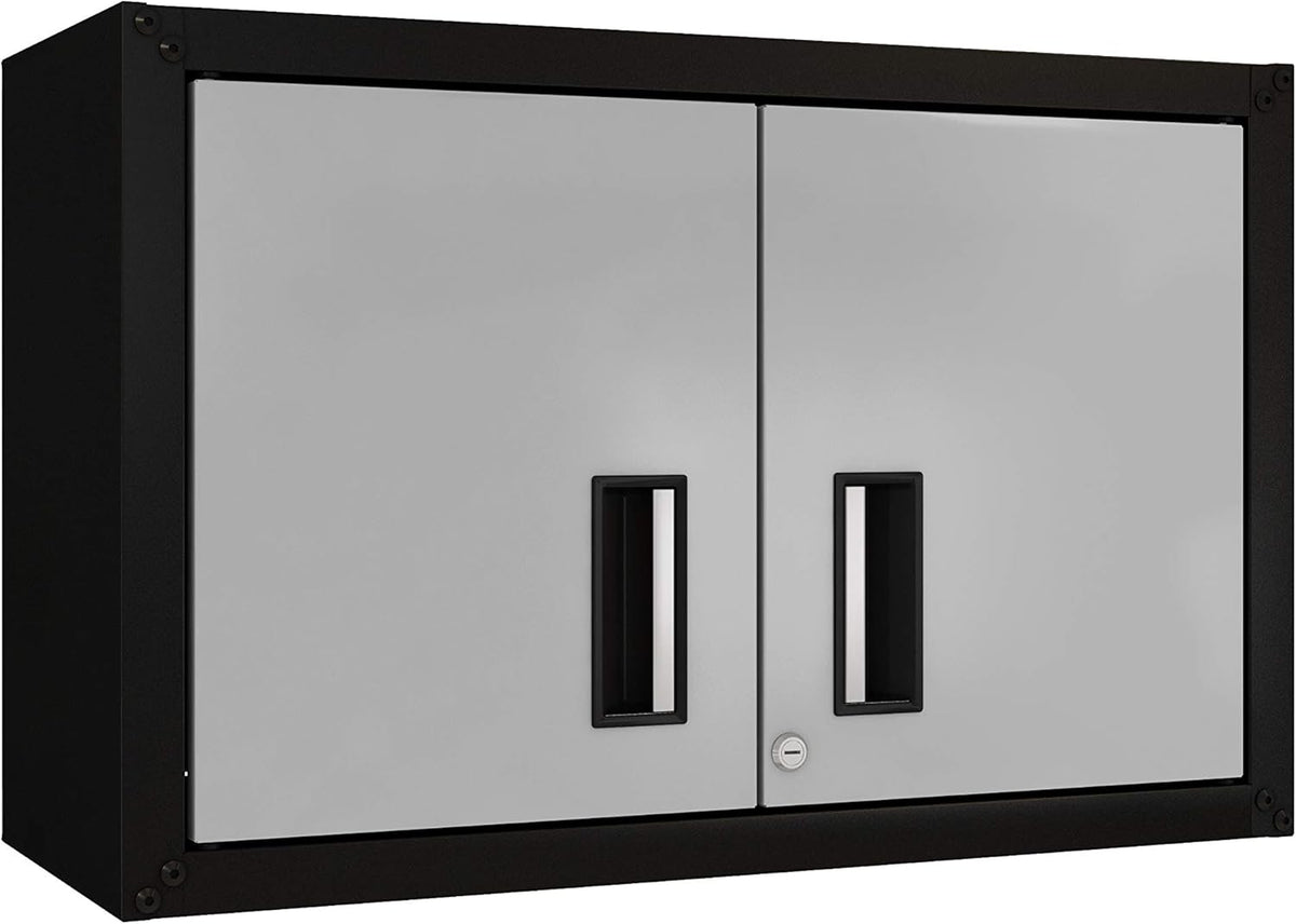 Small Wall Steel Cabinet 2 Doors Black D1275