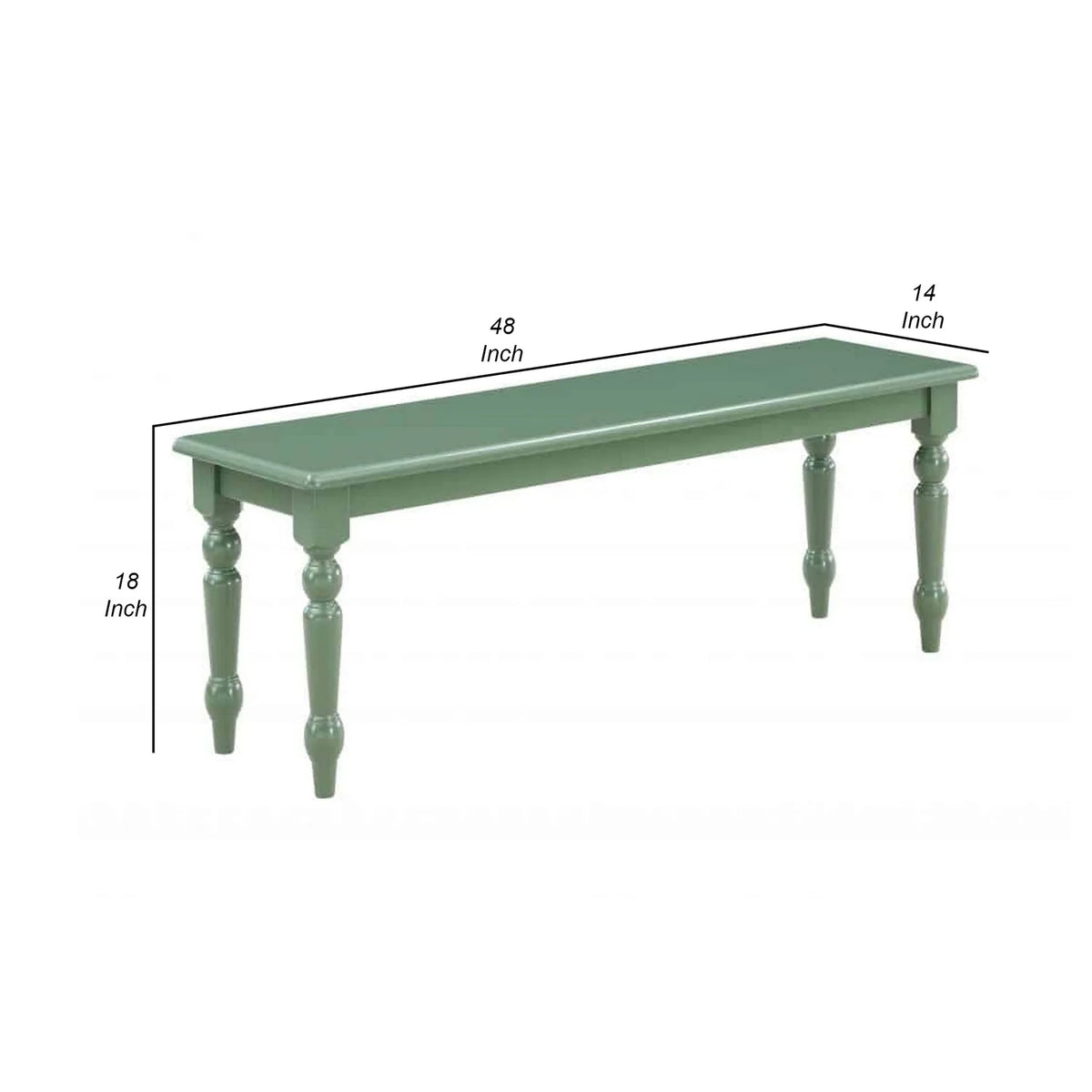 48 Inch Modern Wood Dining Bench with Turned Legs J179