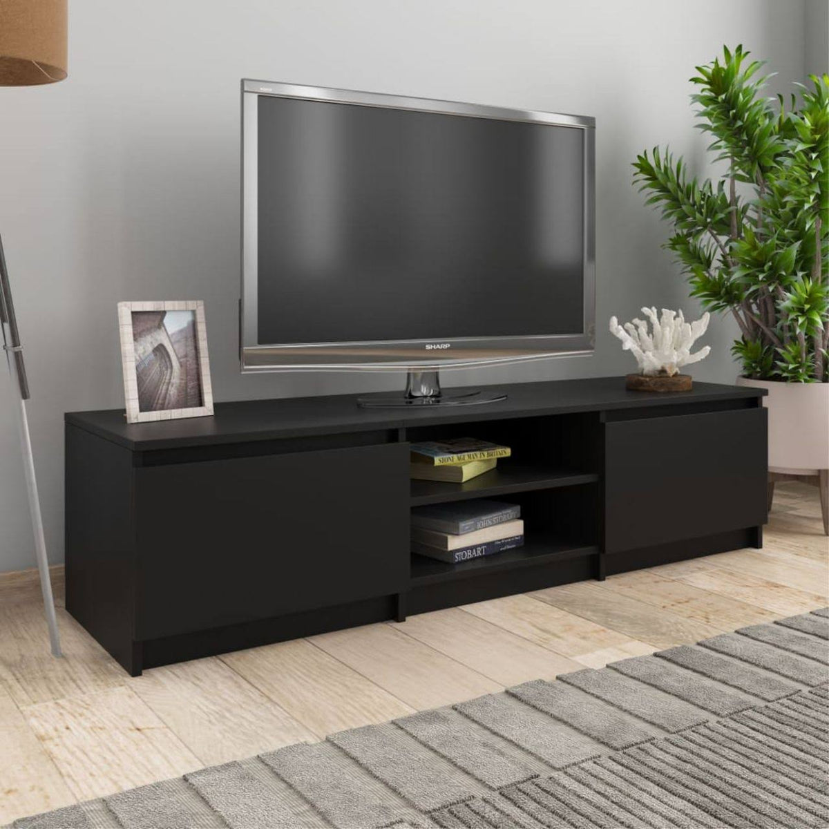 Black Chipboard TV Cabinet W4418