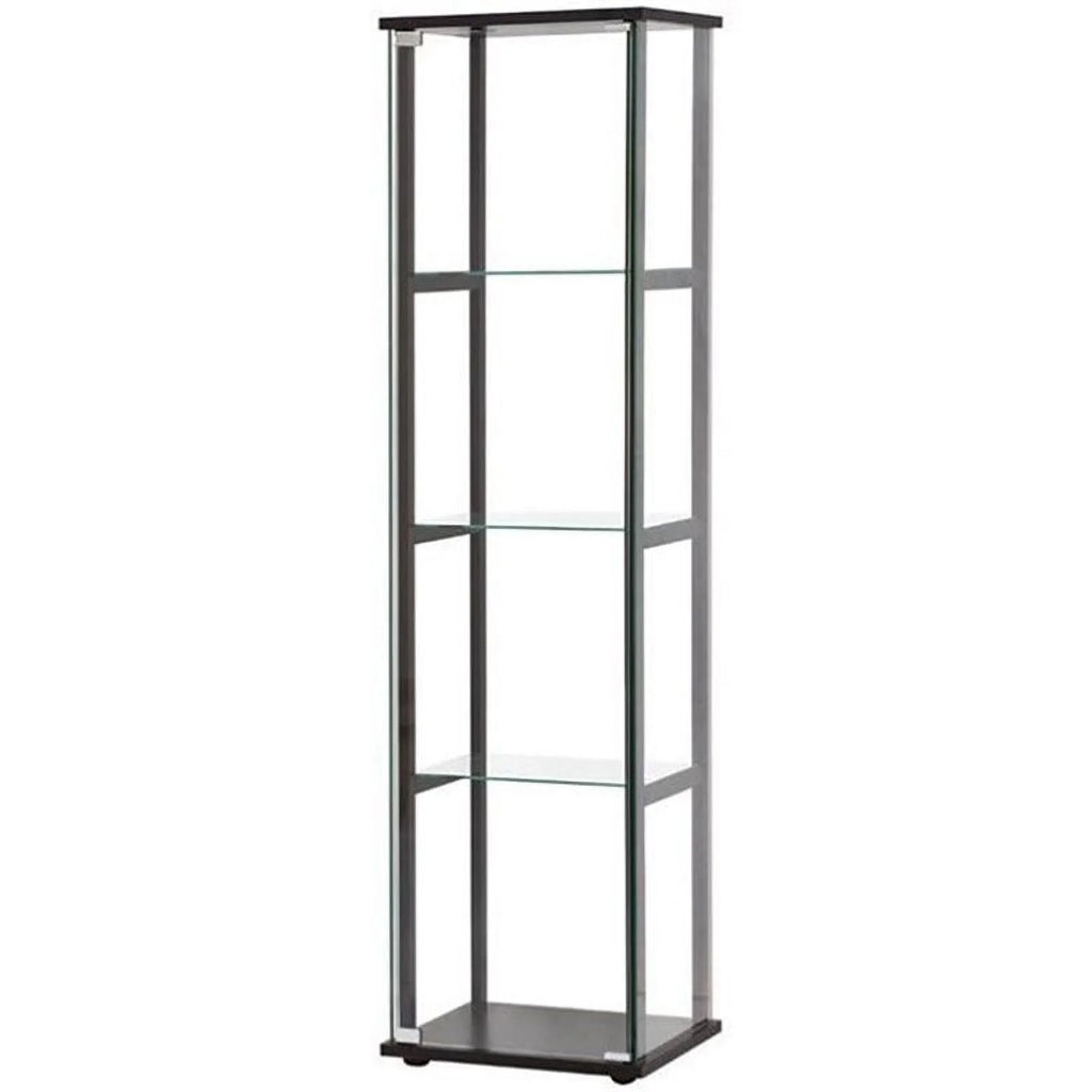 2 Piece Glass Curio Cabinet Set with 4 Shelf and 3 Shelf in Black B302526