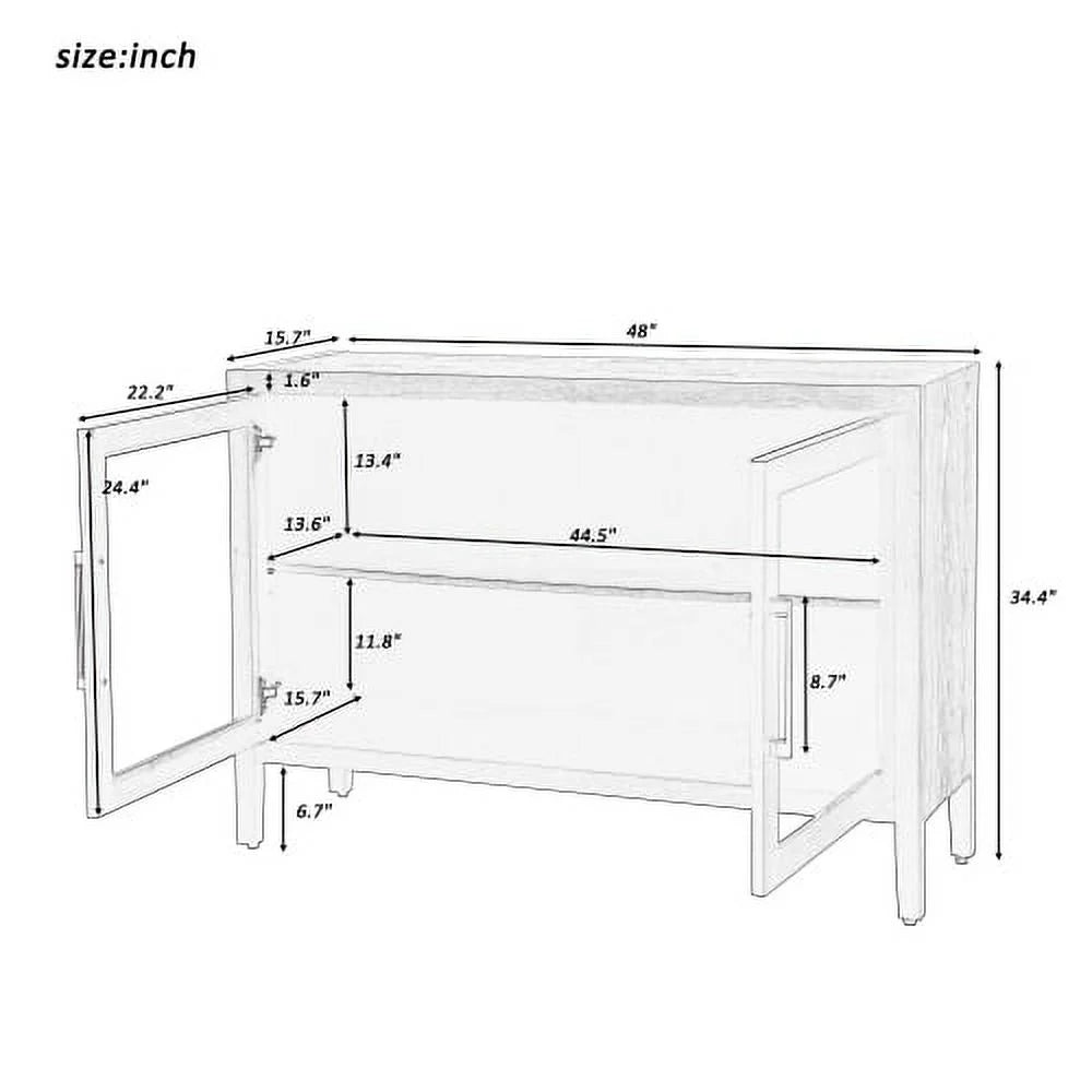 Gray Wood Storage Cabinet with Two Tempered Glass Doors O3557