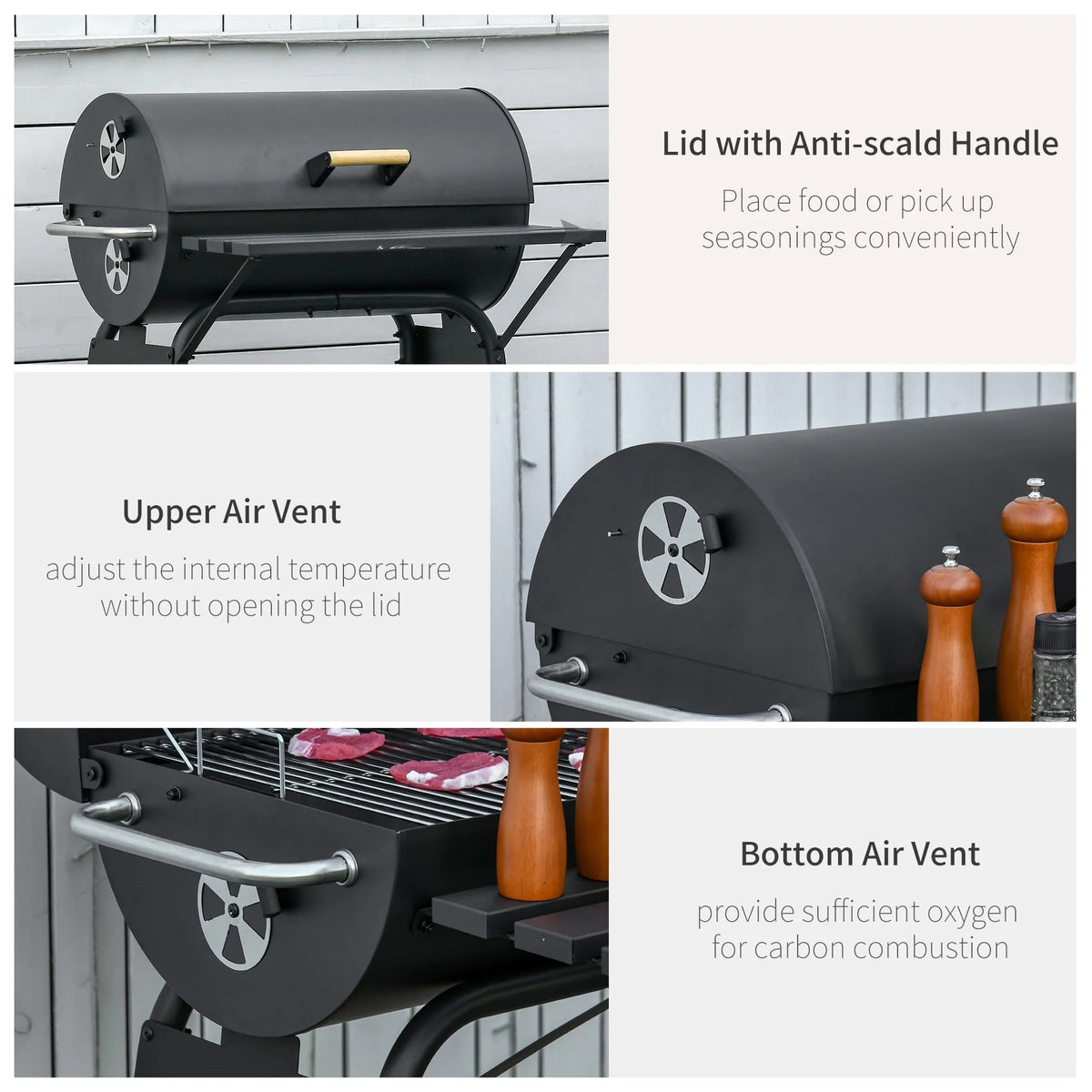 48 Steel Portable Charcoal BBQ Grill and Offset Smoker Combo A316172