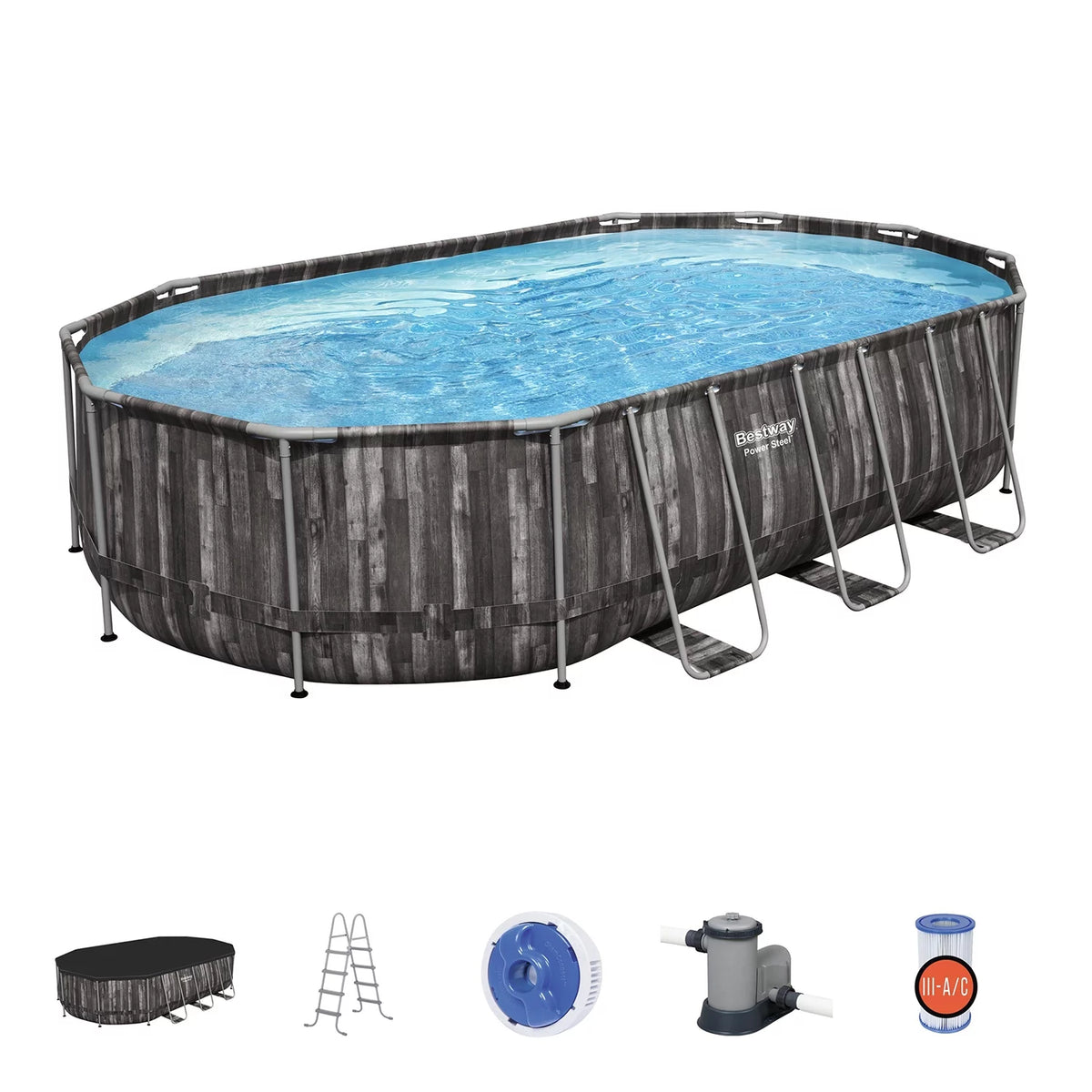 20' x 12' x 48 Oval Above Ground Swimming Pool Set D8522