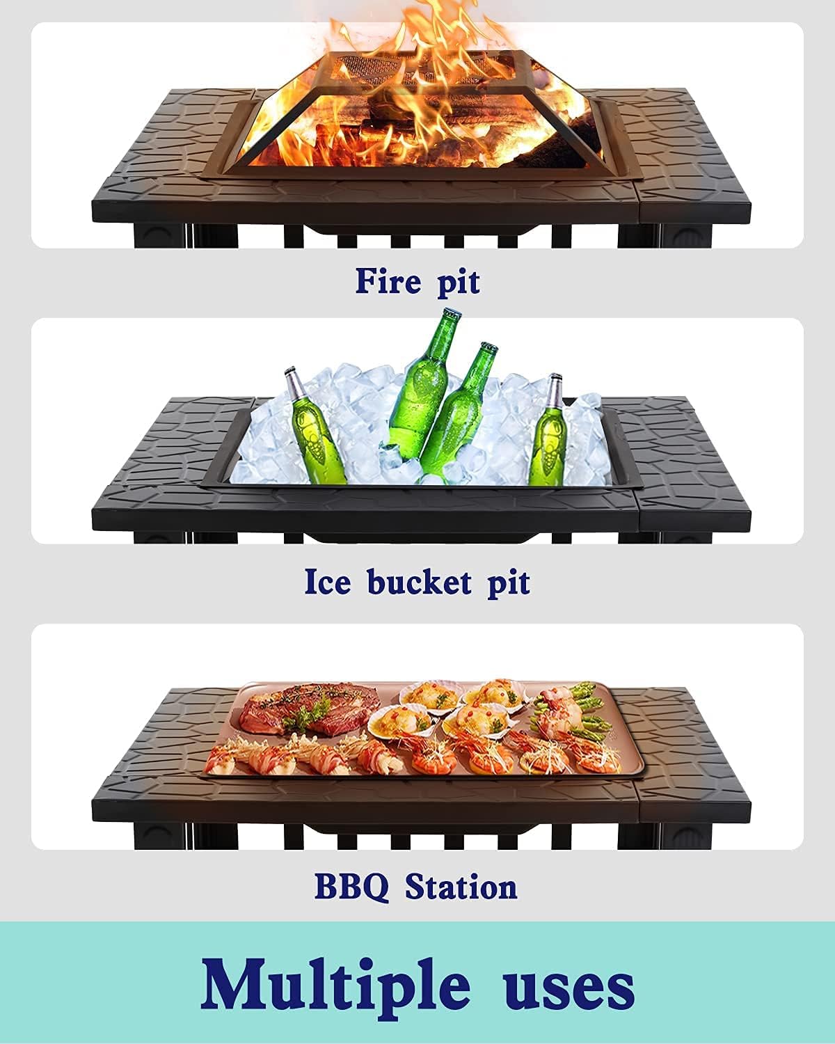 32in Square Metal Fire Pit O2279