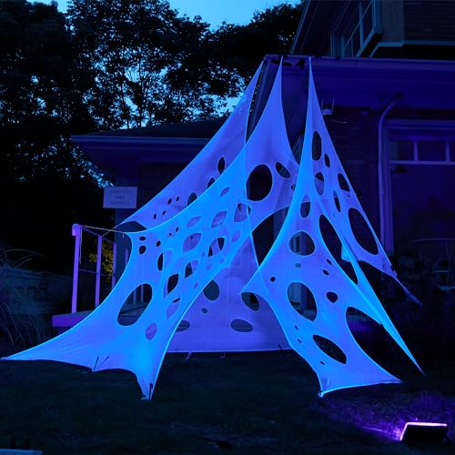 Glow-in-The-Dark White Spider Web Decoration N503580