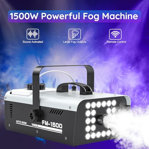 1500W Fog Machine with 24 LEDs Strobe Lights and Remote W465741