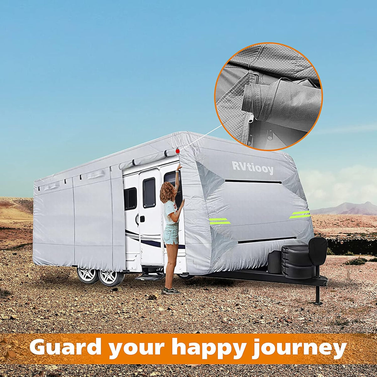34'1 - 37' Breathable Waterproof RV Cover with Tire Covers G317