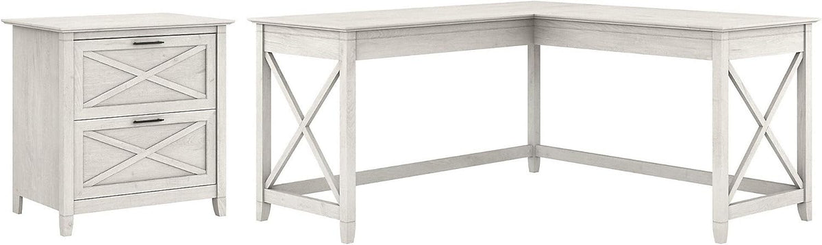 L Shaped Desk with 2 Drawer File Cabinet V14990