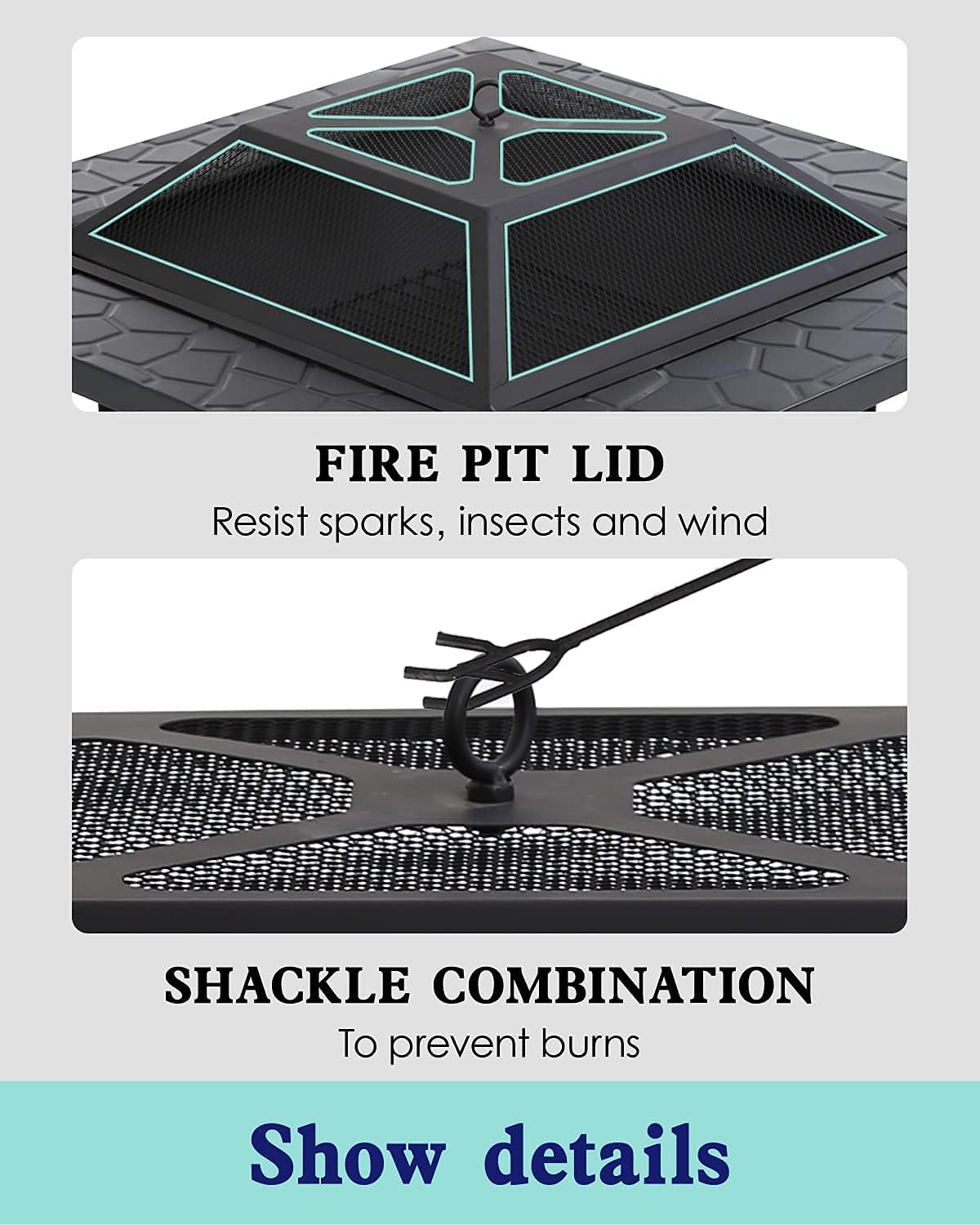32in Square Metal Fire Pit O2279