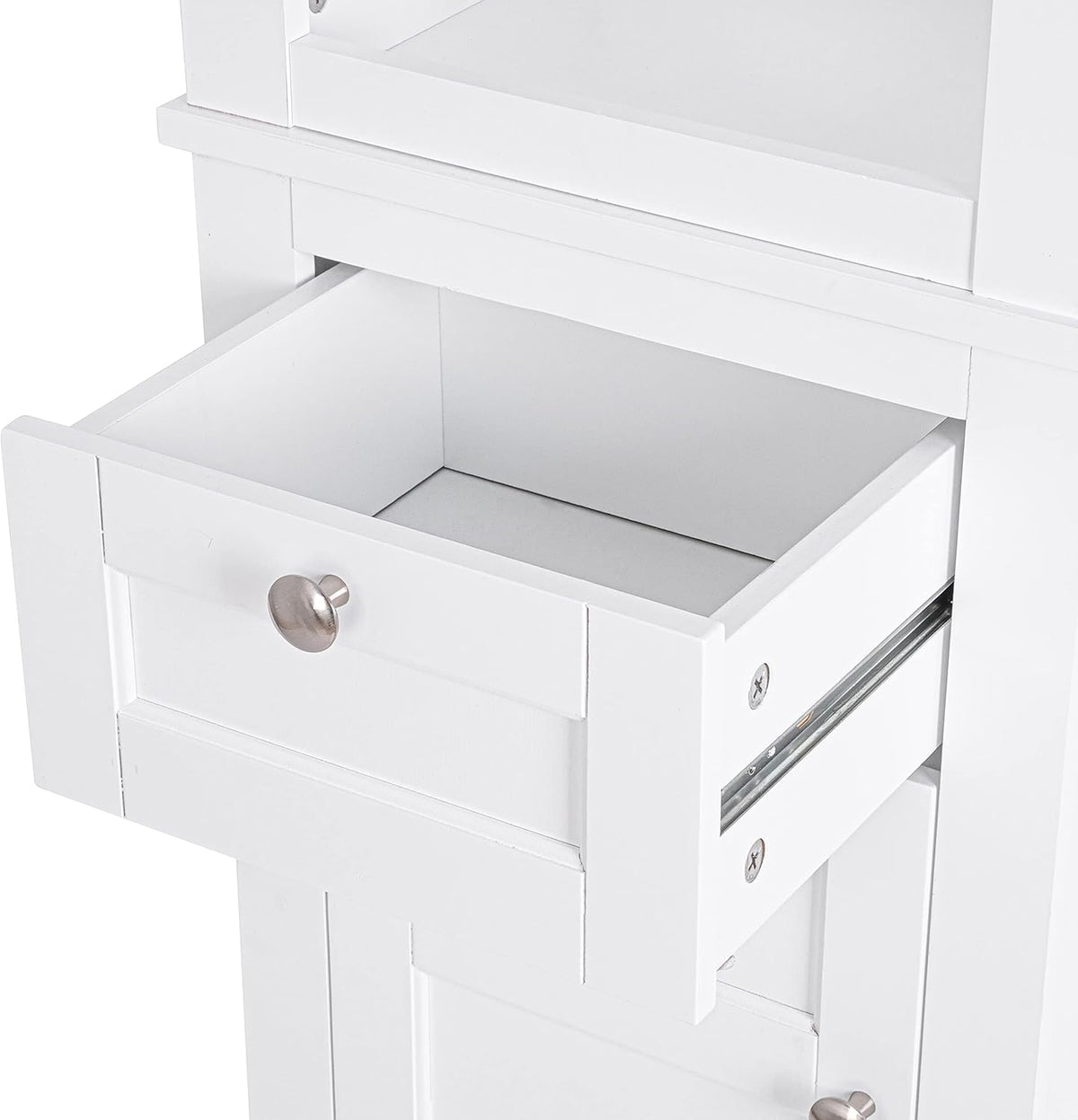 White Freestanding Bathroom Storage Cabinet with Door and Drawer A431875