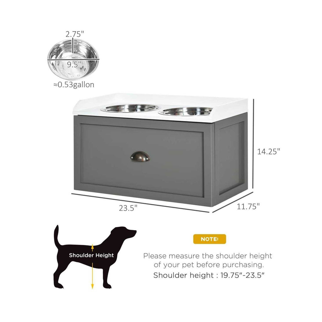 Elevated Dog Bowls with Storage Drawer V914368