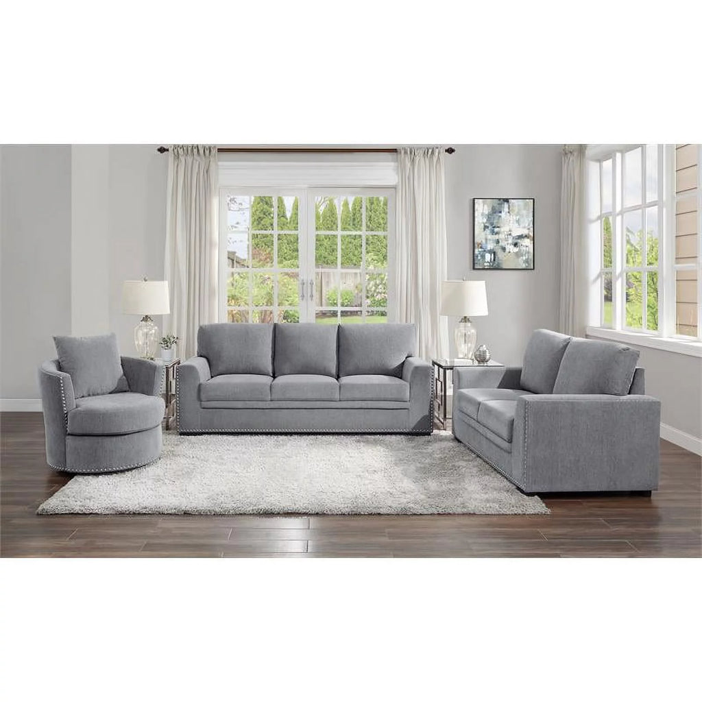 Dark Gray Chenille Loveseat V7265