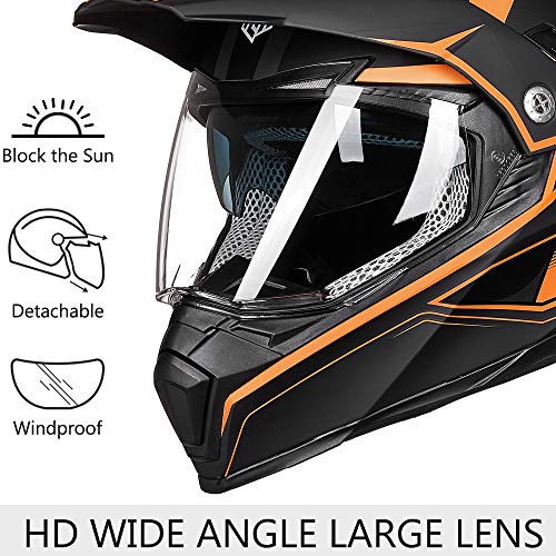 Dual Sport Full Face Motorcycle Helmet with Sun Visor X296