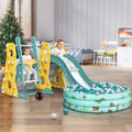 6 in 1 Toddler Slide and Swing Set with Basketball Hoop D531856