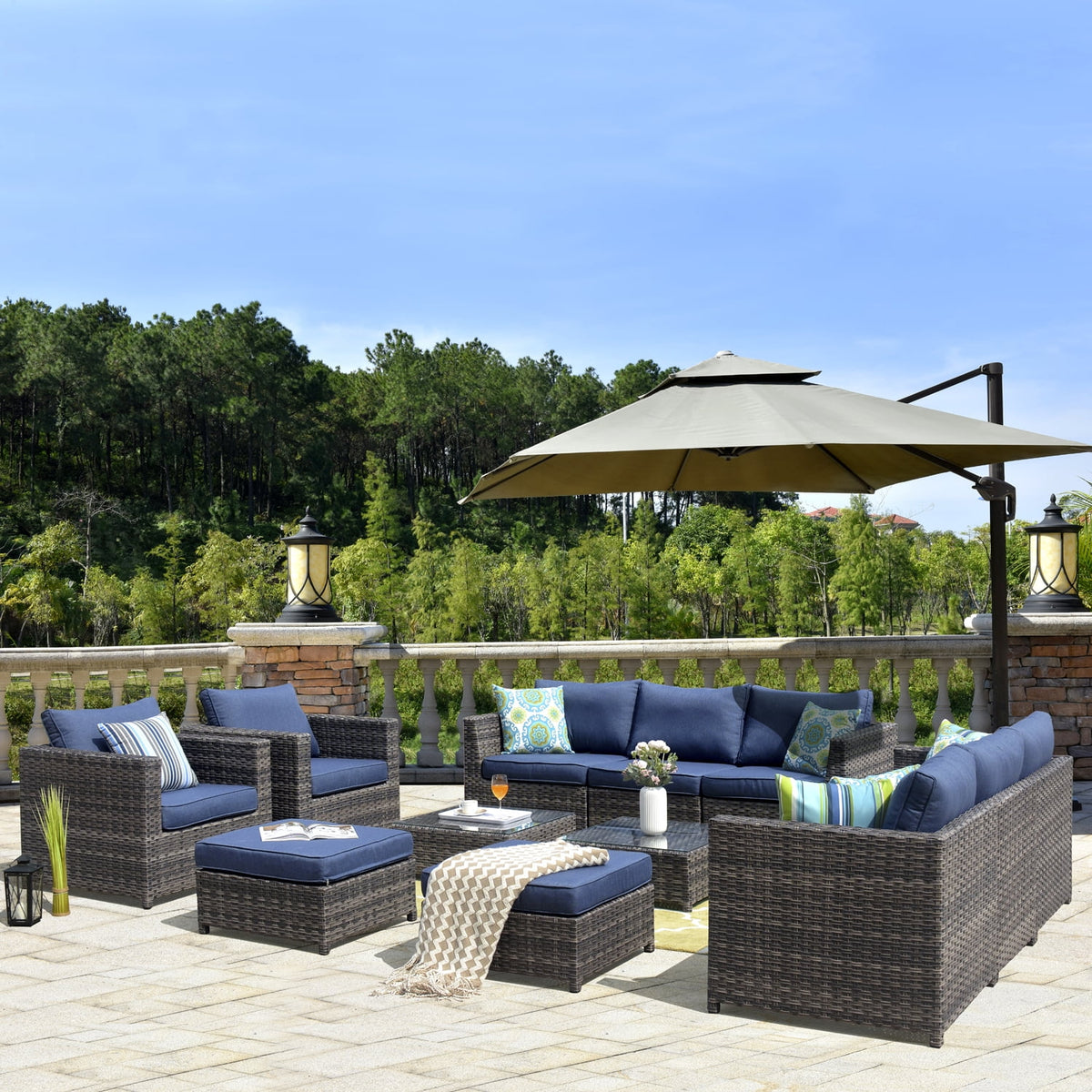 12 Pieces All-Weather Wicker Outdoor Sofa Set Y808