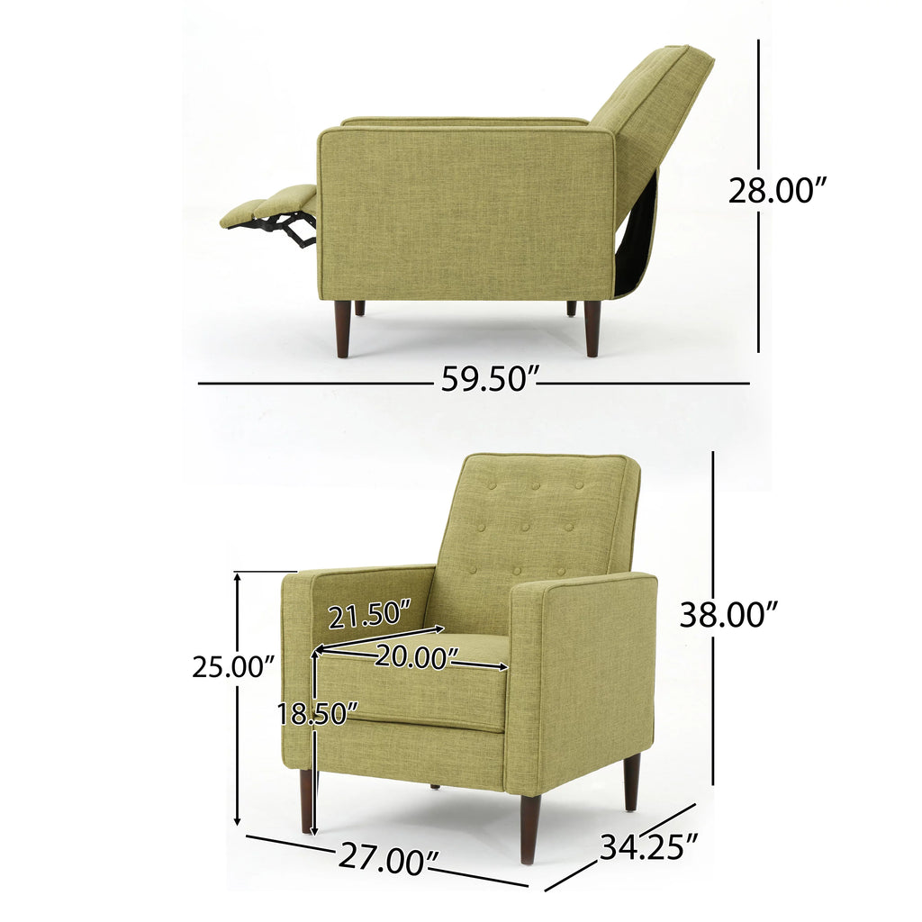 Muted Green Fabric Recliner Set of 2 T332401