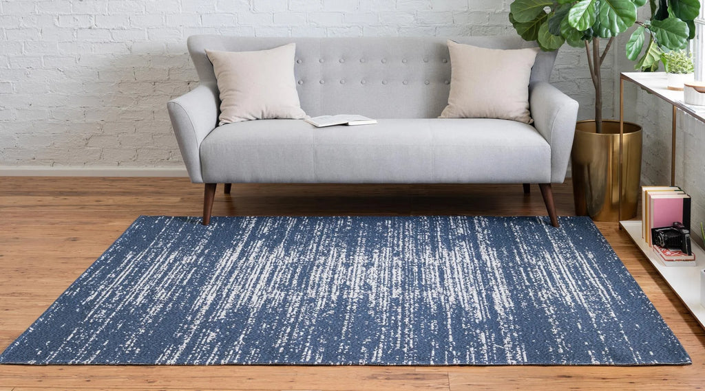 Navy Blue 5' x 8' Flatweave Rug J4264