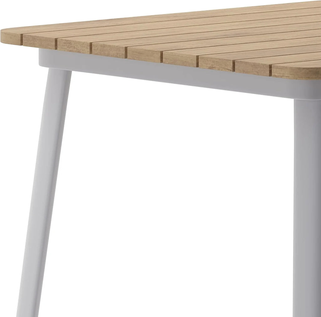 Indoor/Outdoor Bar Top Table Brown Resin Silver Steel M867040