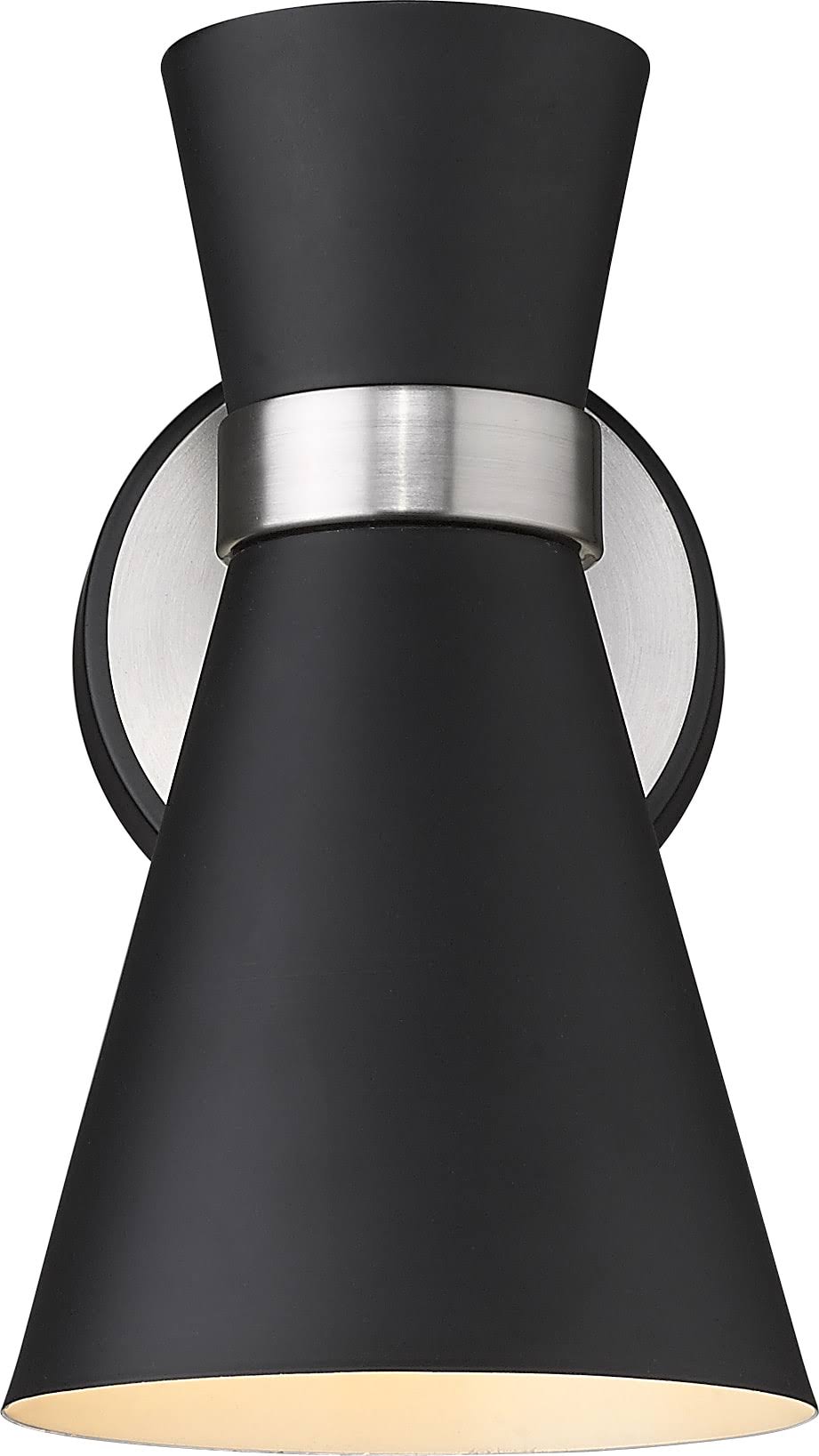 1 Light Matte Black Brushed Nickel Wall Sconce V85029