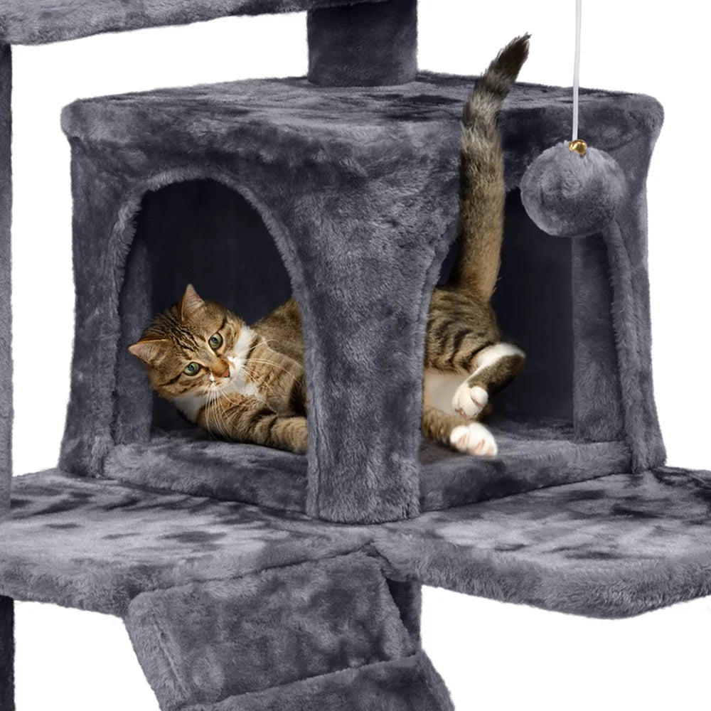 Dark Gray Cat Tree Condo with Scratching Post Tower V144128