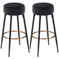 30" Round Velvet Bar Stool Set of 2 Black E98237