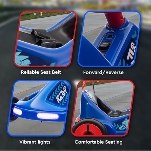 12V Electric Ride-On Go Kart with Lights and Seat Belt J105206