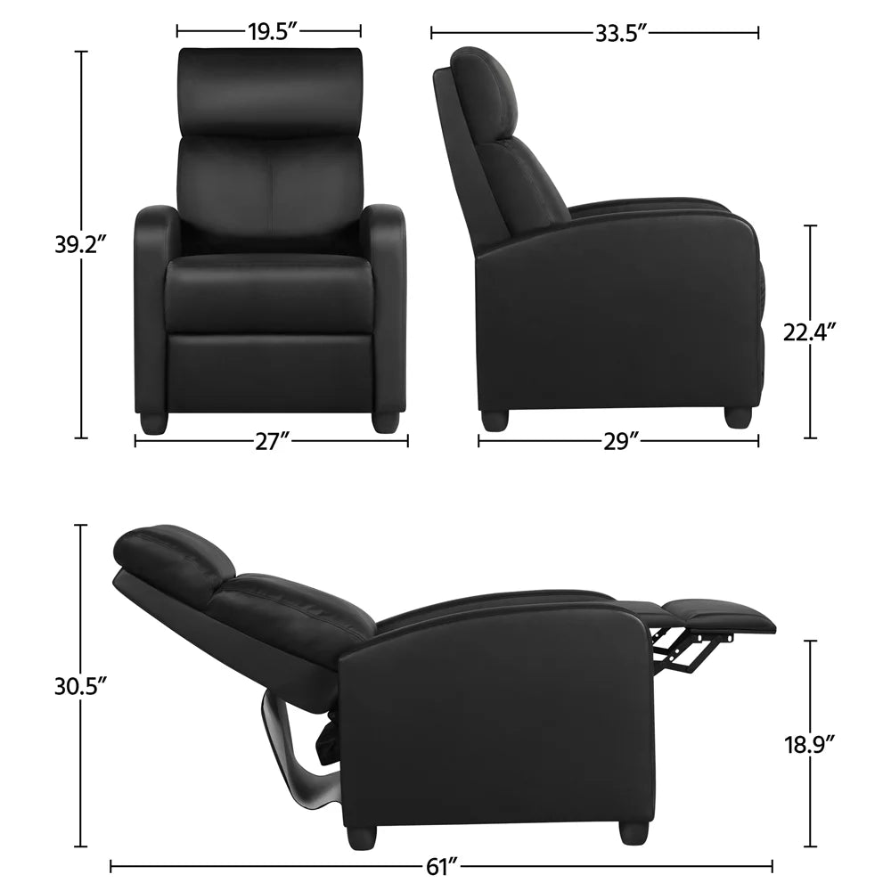 Faux Leather Push Back Recliner P4824