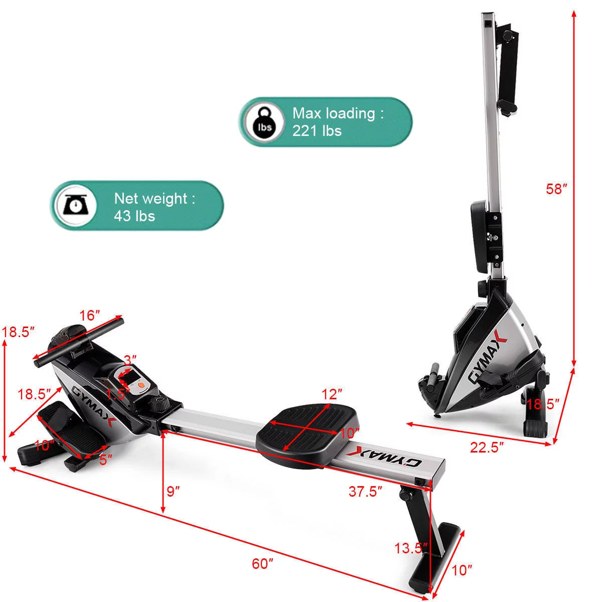 Folding Magnetic Rowing Machine Q798044