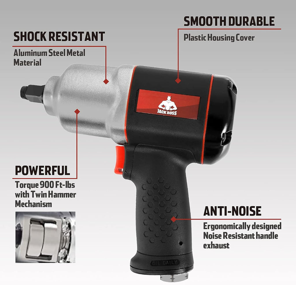 1/2-Inch Drive Air Impact Wrench with 8 Sockets & Case H8148