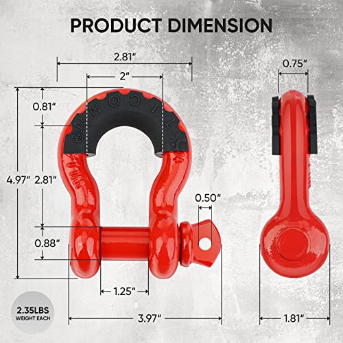 2 Pack D Ring Shackle with 7/8" Screw Pin Heavy Duty Isolator & Washers X755
