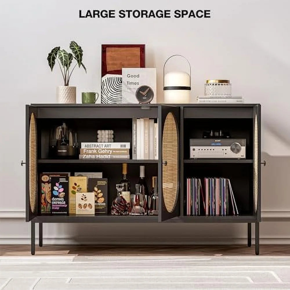 Accent Cabinet with Natural Rattan Doors Sideboard Buffet S6971