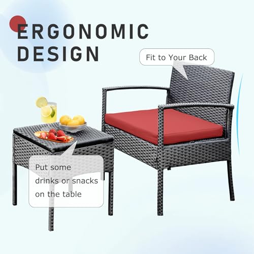3 Piece Yellow Beige Wicker Bistro Set H204