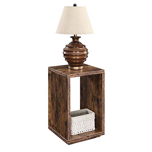 White Faux Marble End Table with Shelf L7715