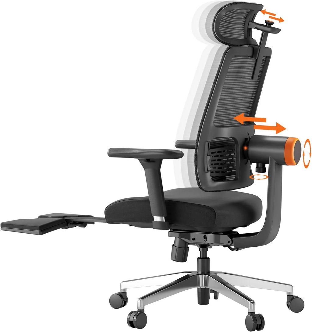 Ergonomic Chair with Footrest, High Back Desk Chair with Lumbar Support, Headrest, 4D Armrest, Adjustable Seat L86396